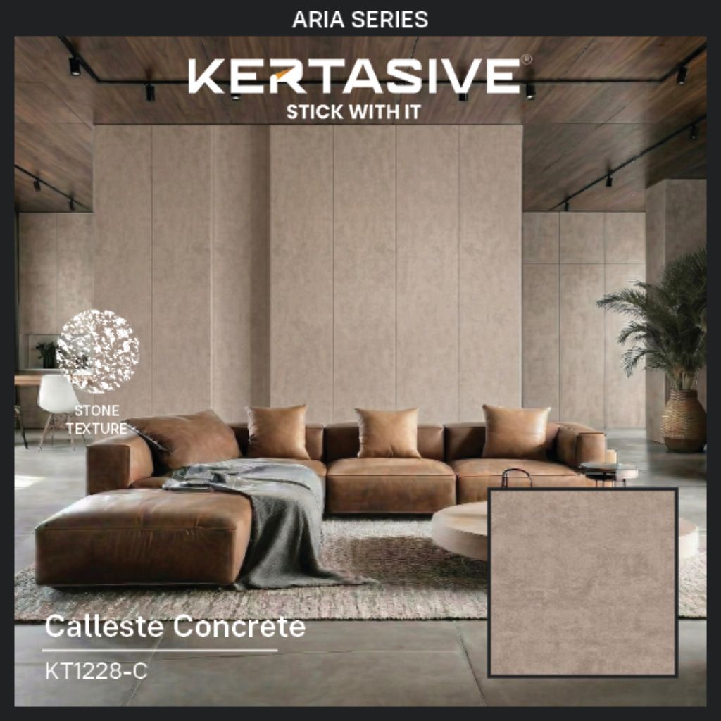 CALLESTE CONCRETE - KERTASIVE Motif Beton PVC Interior Film / Stiker Pelapis Furniture 122 cm