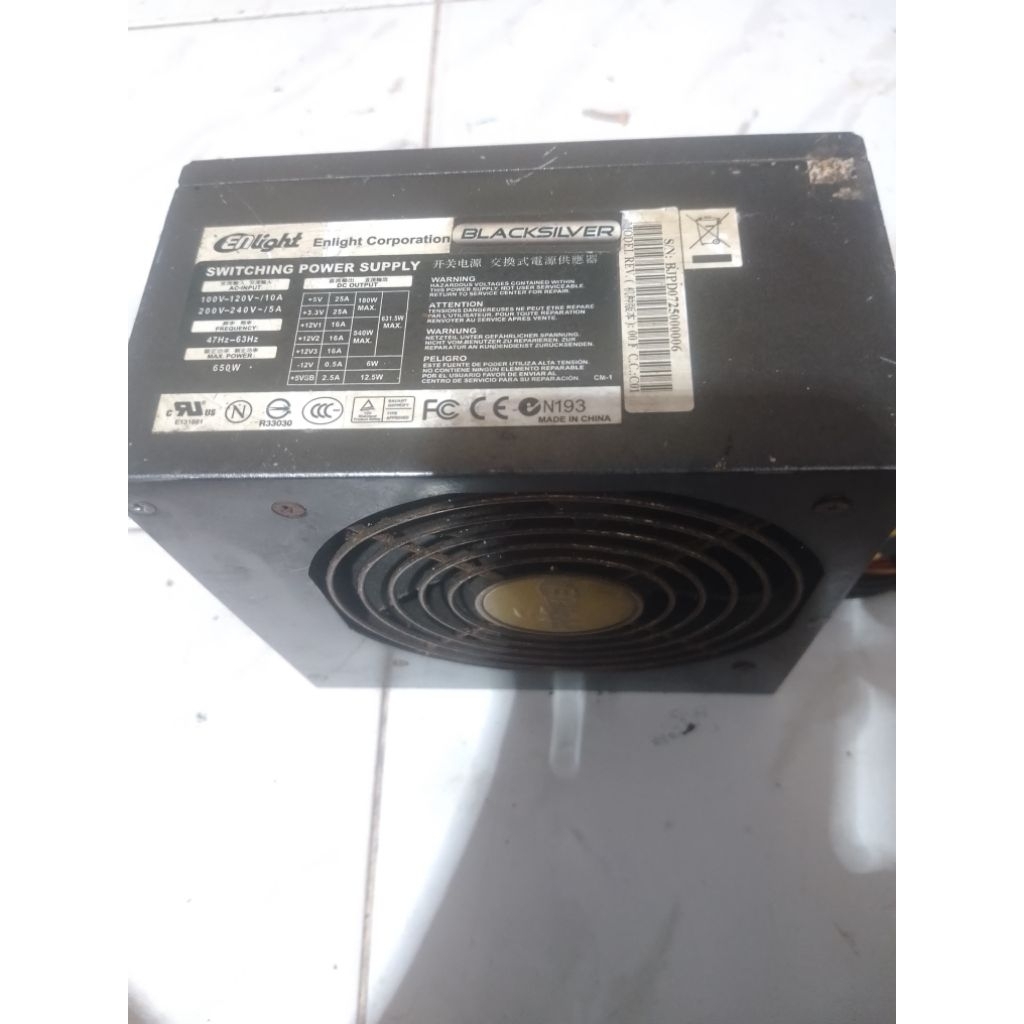 PUU Power Supply Enlight 650 watt kondisi rusak