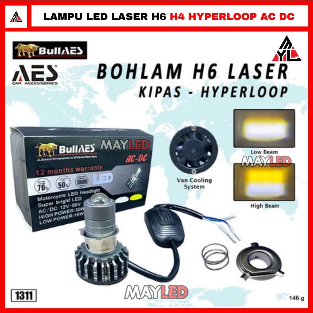 Lampu Led Laser Headlamp H6 H4 Hyperloop AC DC BULLAES