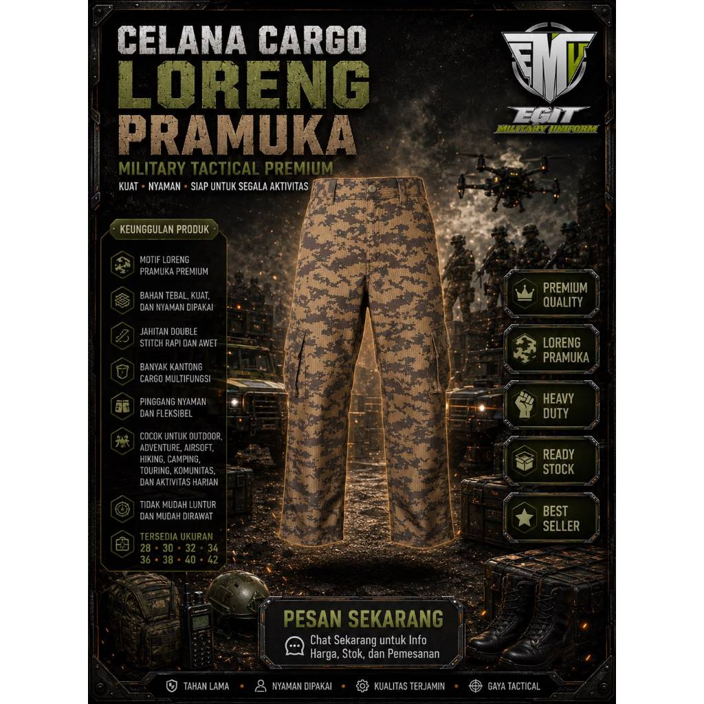 CELANA PANJANG LORENG PRAMUKA CELANA PDL LORENG