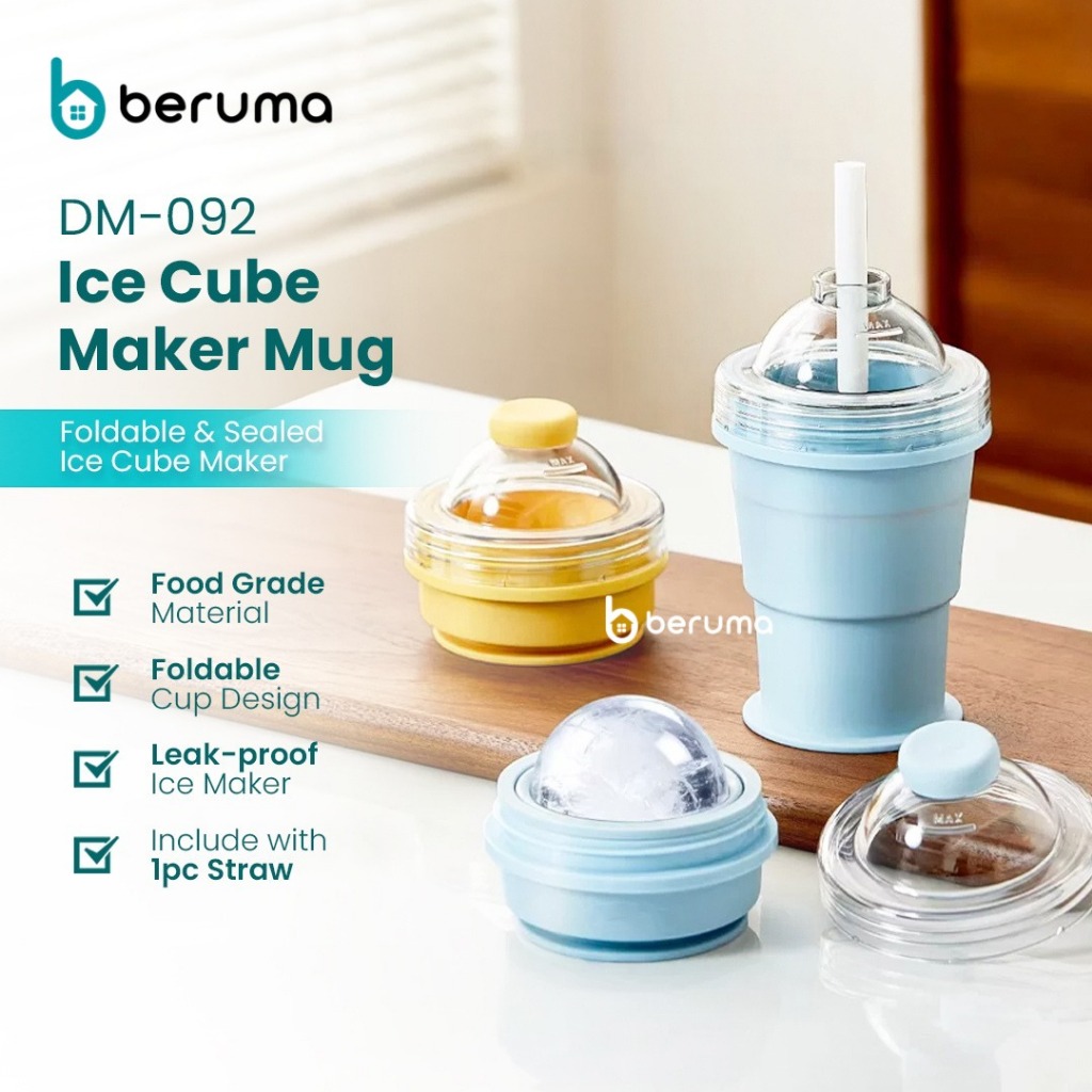 BERUMA Ice Maker Mug / gelas cetakan es lipat silikon / tumbler silikon lipat / gelas travelling / g