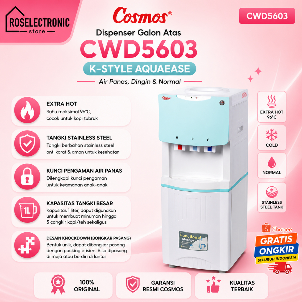 Cosmos AquaEase CWD 5603-Dispenser Galon Atas/CWD5603/CWD-5603/CWD 5603/Dispenser Galon Atas Cosmos
