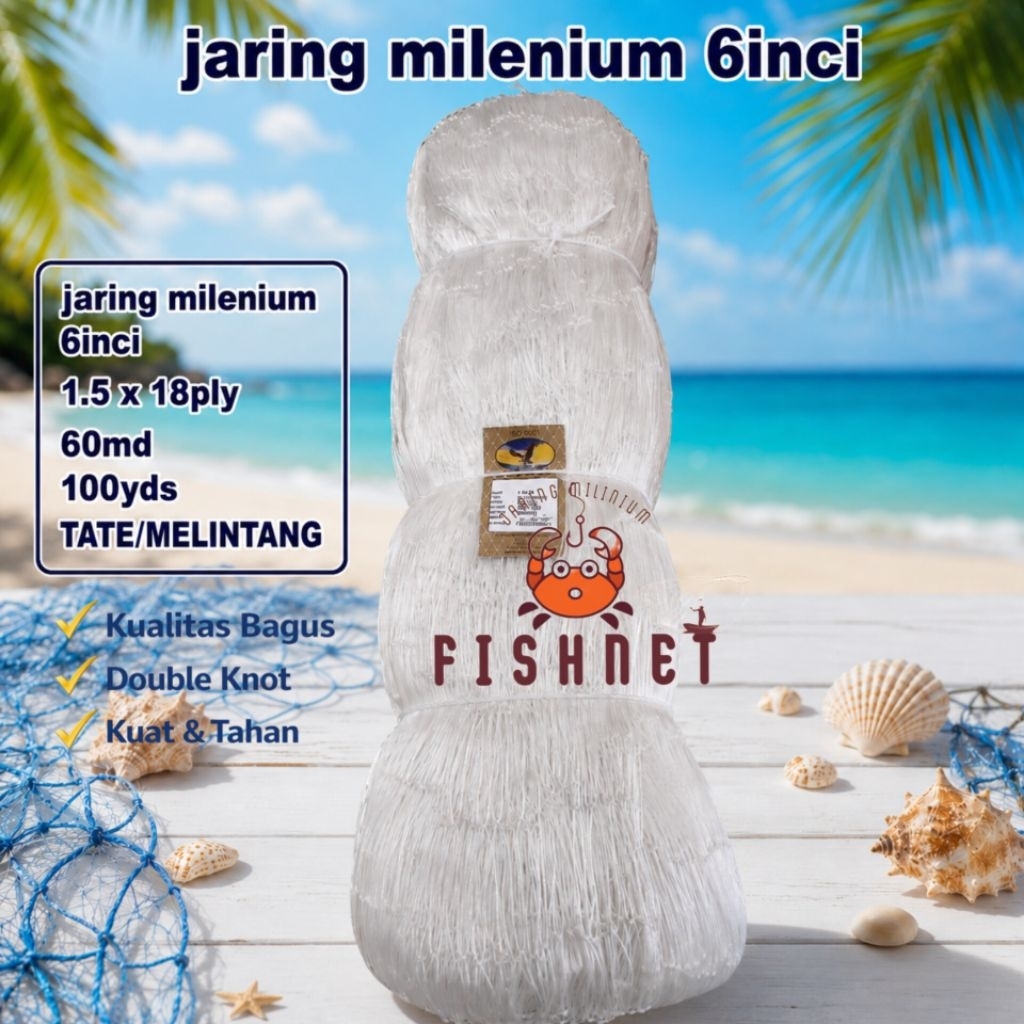 jaring milenium/jaring pintal/jaring ply/6inci 18ply 60md 100yds tate