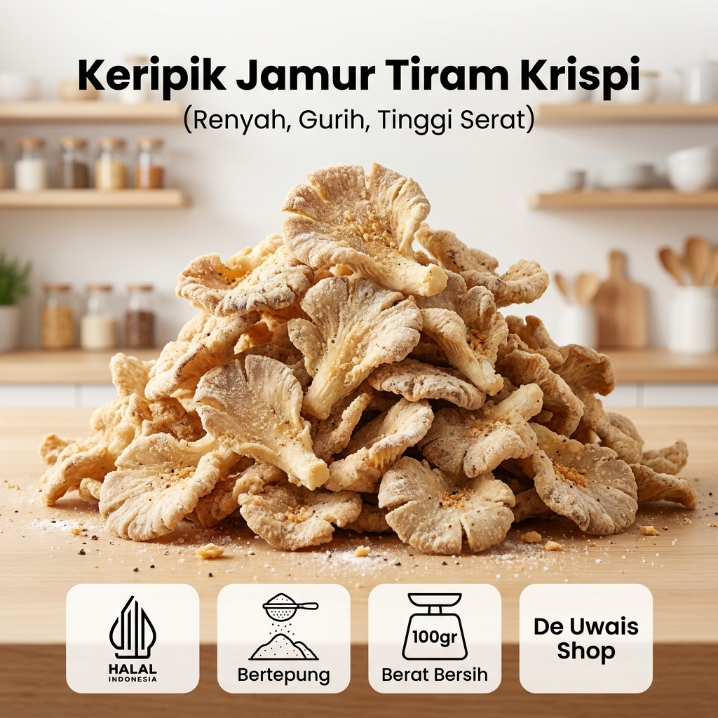 Jamur Tiram Krispi Premium 100gr - Keripik Sayuran Kering Camilan Diet Sehat Oyster Mushroom