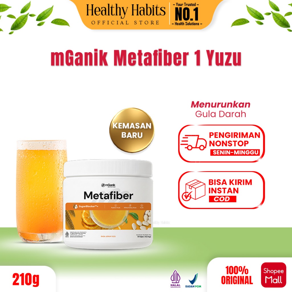 mGanik - Metafiber Jeruk Yuzu 210gr - Suplemen Diabetes Alami