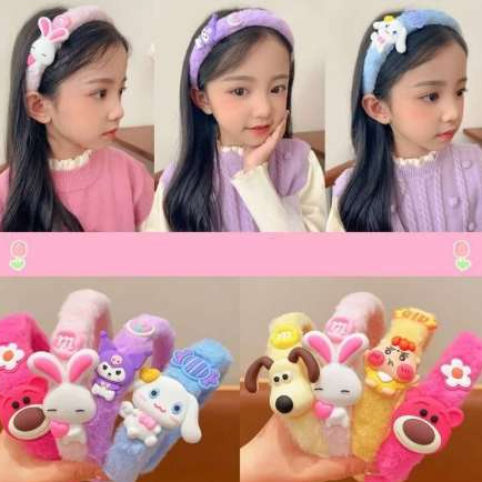 MCB TOYS ,BANDO SANRIO LUCU ANAK PEREMPUAN MODEL BULU LEMBUT  / HEADBAND WANITA, AKSESORIS RAMBUT  D