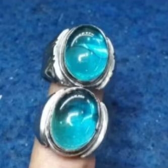 cincin monel batu aquamarine 18 mm mban monel tanam