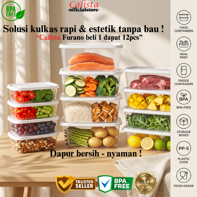 [BPA FREE] Set 12pcs Toples Plastik Calista Furano Bening Putih