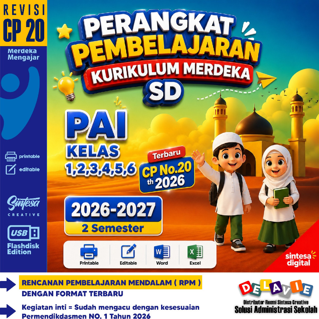 FLASHDISK RPP PERANGKAT PEMBELAJARAN SD/MI PAI 123456 RPM DEEP LEARNING KURIKULUM MERDEKA CP 20