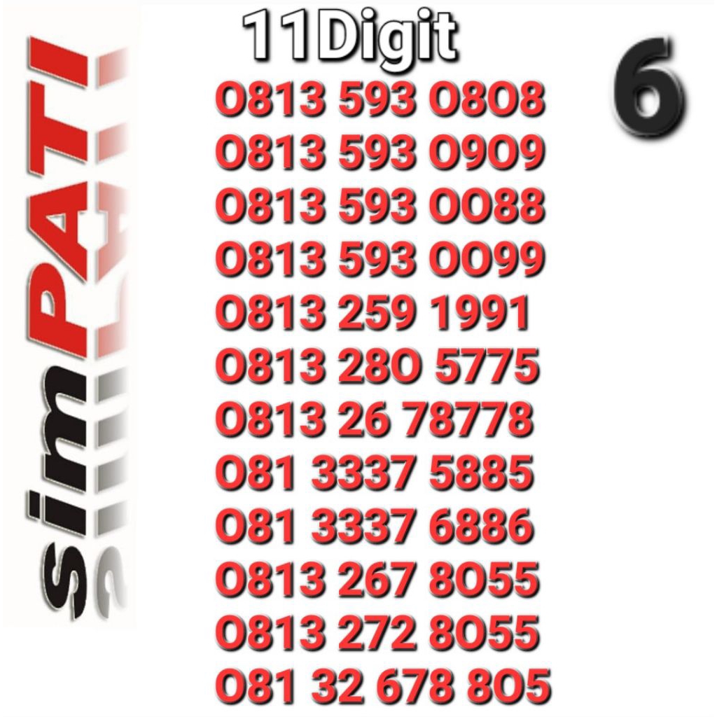 NOMOR SIMPATI 11DIGIT 1991 - SIMPATI 11DIGIT 8O5
