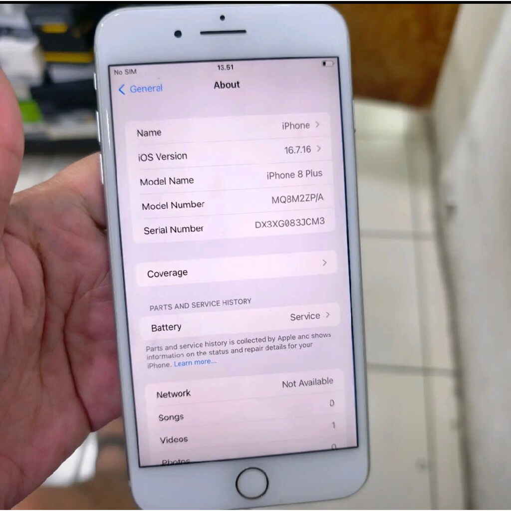iphone 8 plus 64gb inter all operator putih (second) battery 75persen