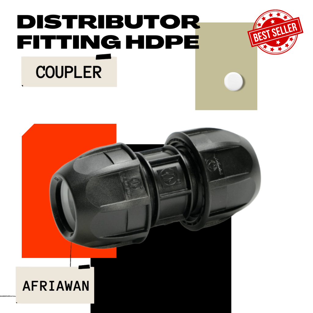 Coupler Compression HDPE 50 mm | Fitting Sambungan Pipa HDPE