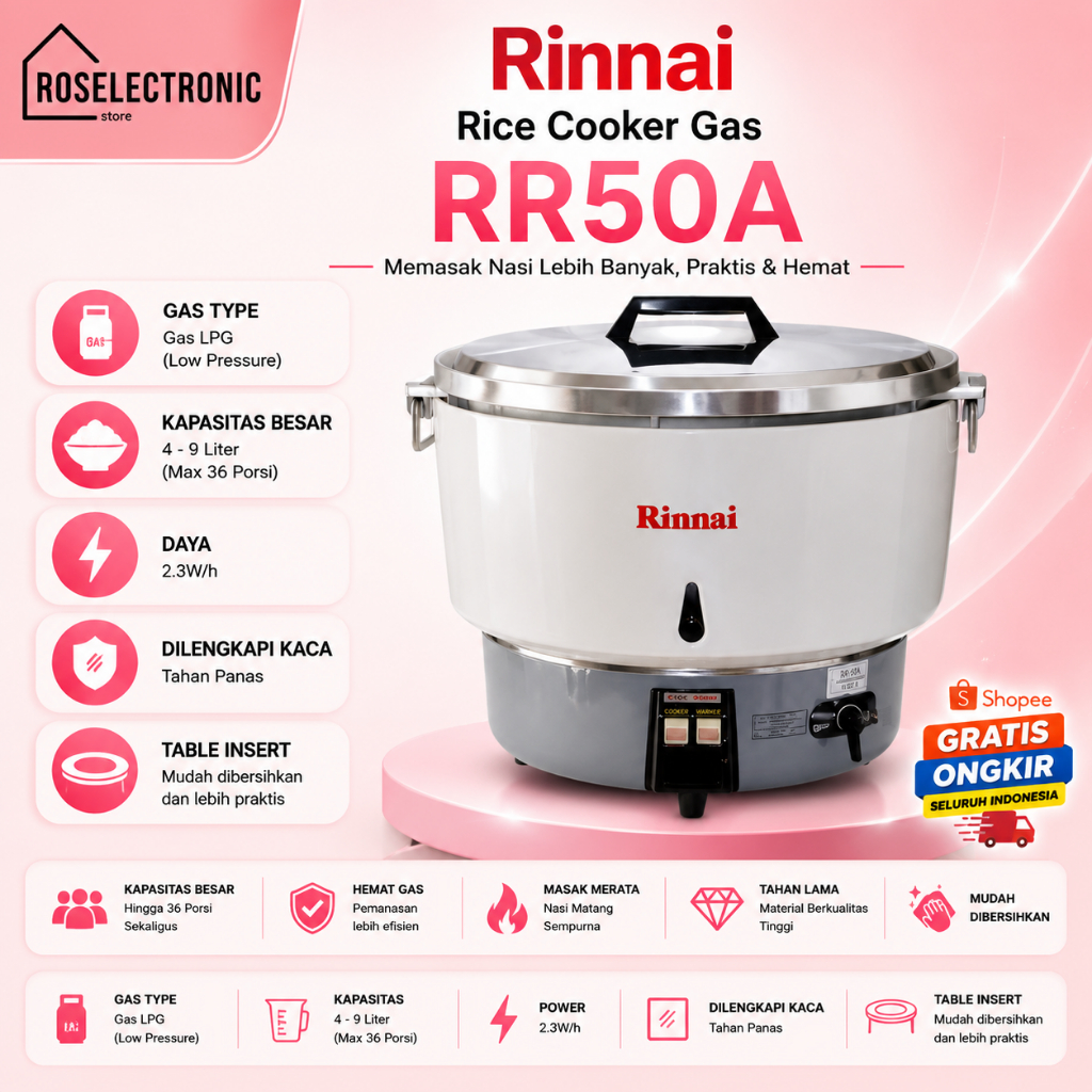 RICE COOKER GAS RINNAI RR50A 9L/RR50A/RR50A/RR50A/RR50A/RR50A/RR50A/RINNAI PENANAK NASI GAS JUMBO