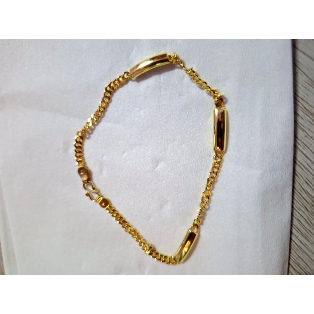Gelang Emas Model Rantai Terbaru Kadar 300, Gelang Emas Dewasa, Gelang Wanita Model Simpel, Emas Asl