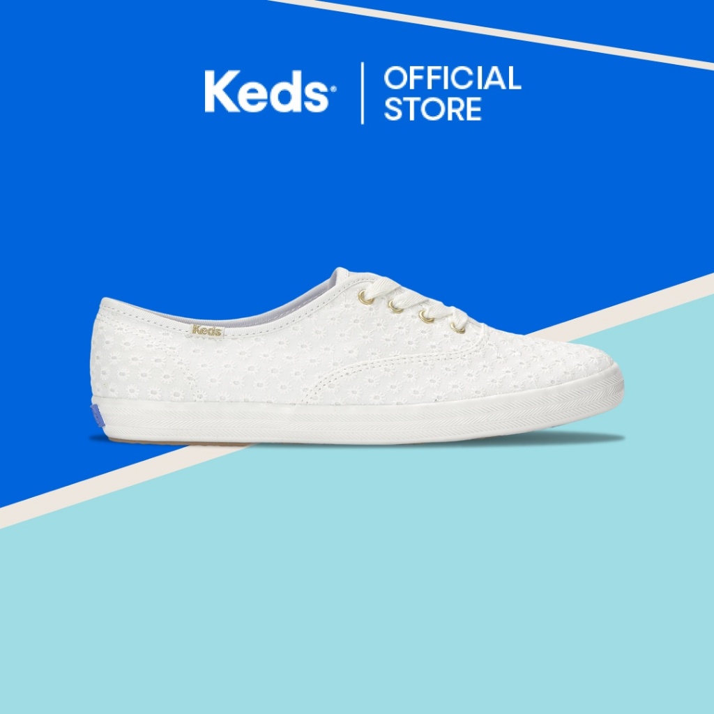 KEDS Women  Champion Mini Daisy Eyelet Snow White-WF68966