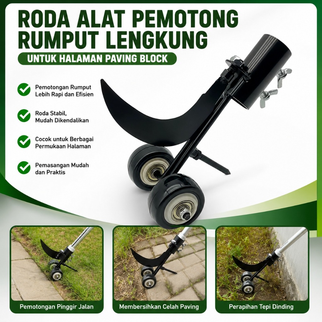 Roda Alat Pemotong Rumput Lengkung untuk Halaman Paving Block Potong Rumput