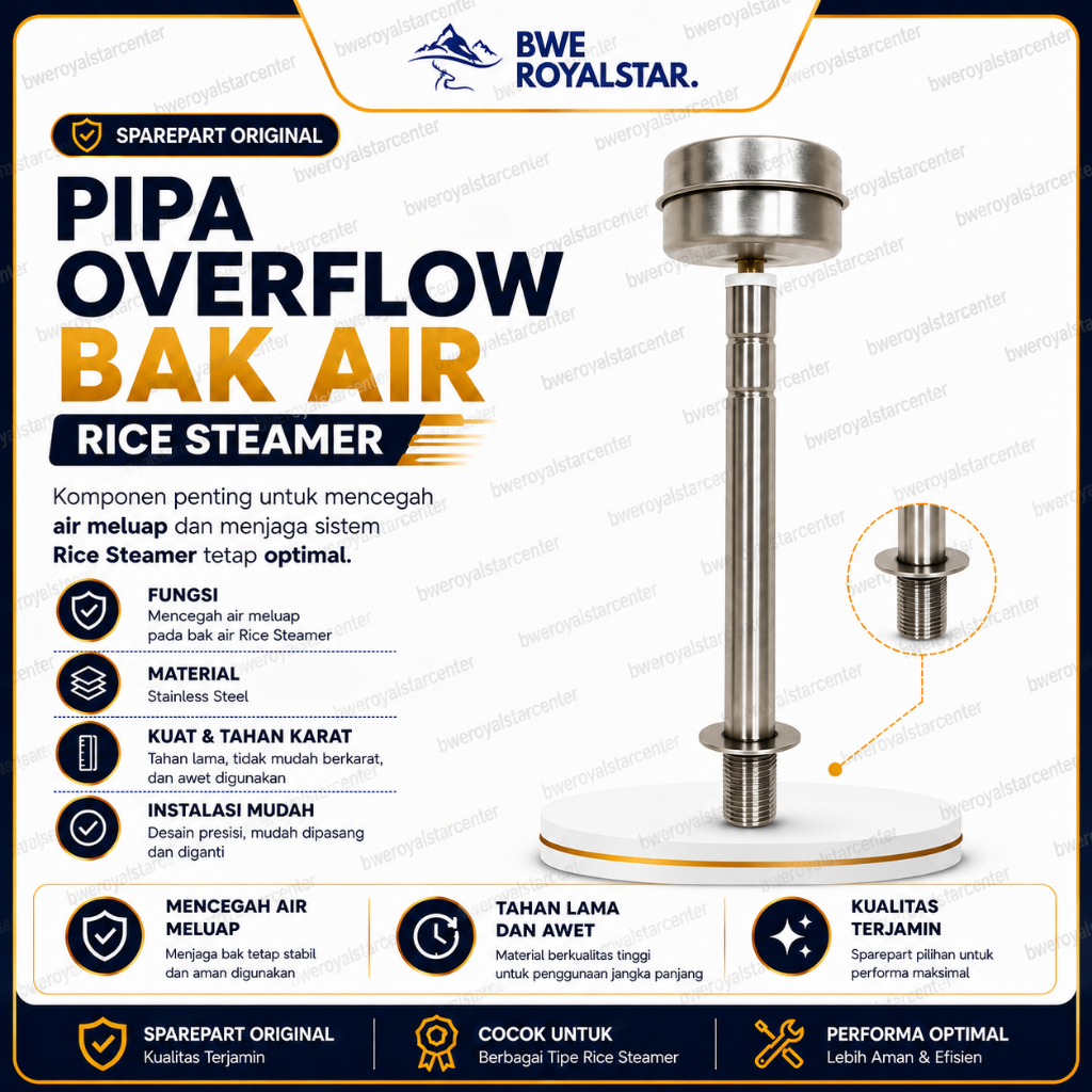 Pipa Overflow Bak Air Rice Steamer Stainless / Overflow Tube Rice Steamer / Pipa Pelimpah Air - BWE 