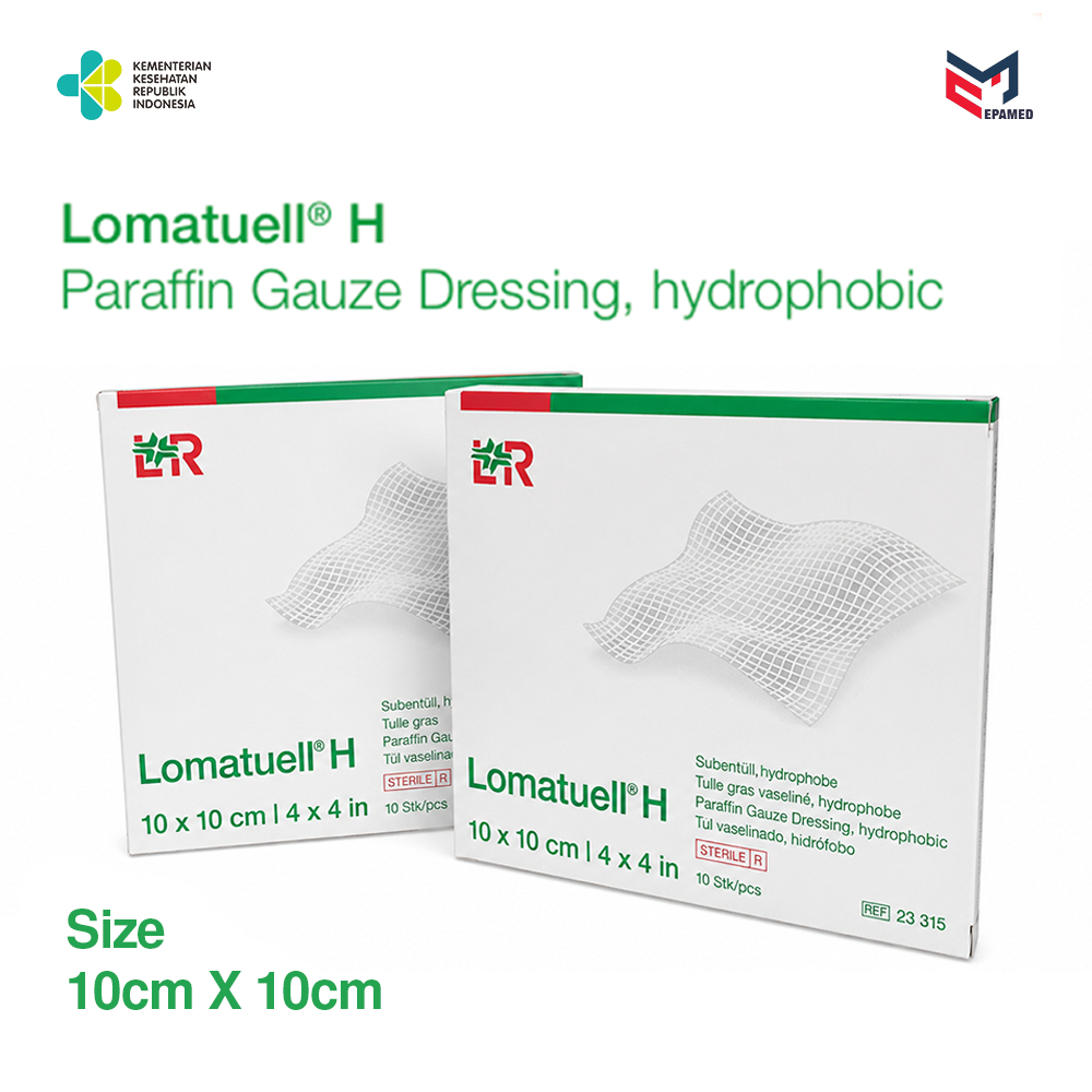 Lomatuell H Kasa Pembalut Steril Antibiotik 10x10 Cm Box 10 Pcs Hydrophobic Kasa Penutup Luka lohman