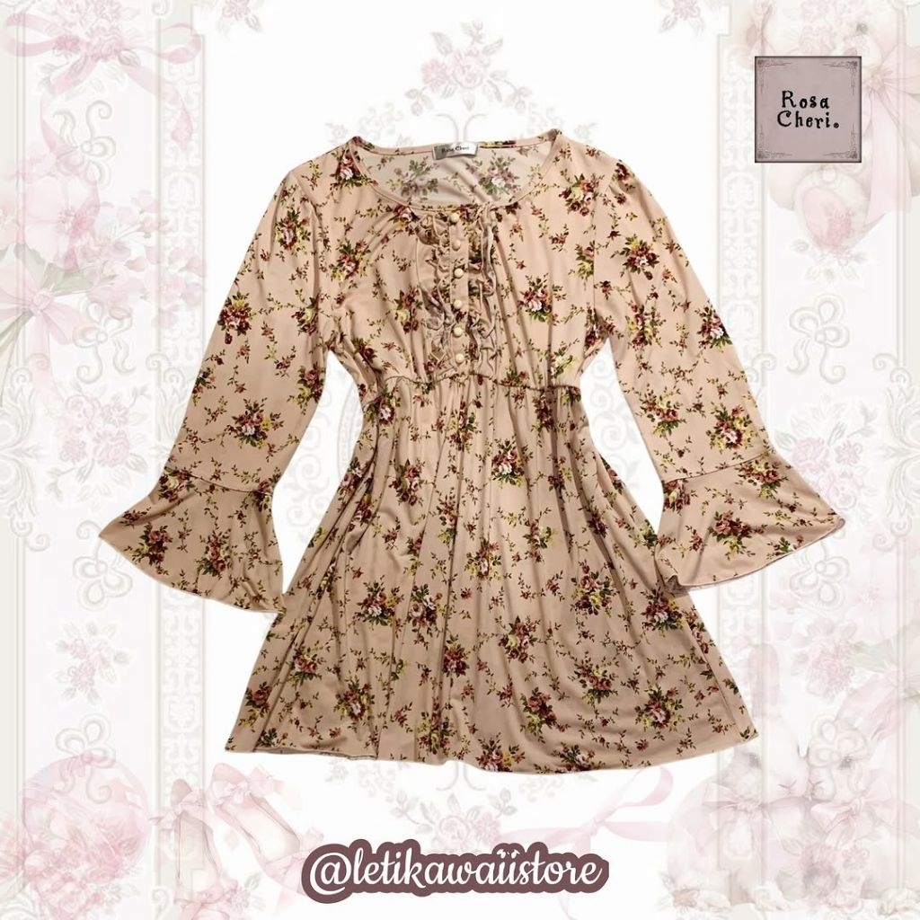 Rosa cheri pink floral rose ovj dress overjeans kawaii kawai coquette dollete gothic grunge princess