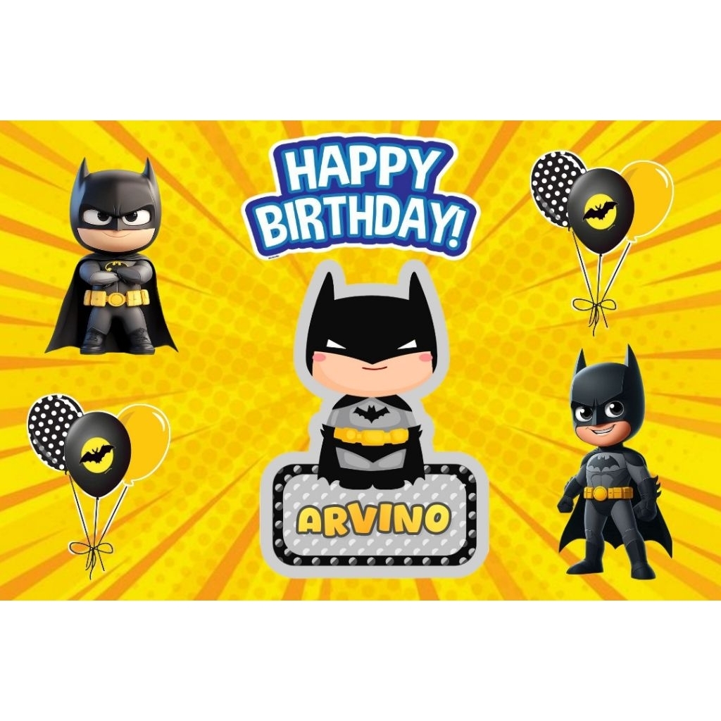 Spanduk BATMAN banner BATMAN spanduk banner ultah anak background BATMAN  custom backdrop ulang tahu