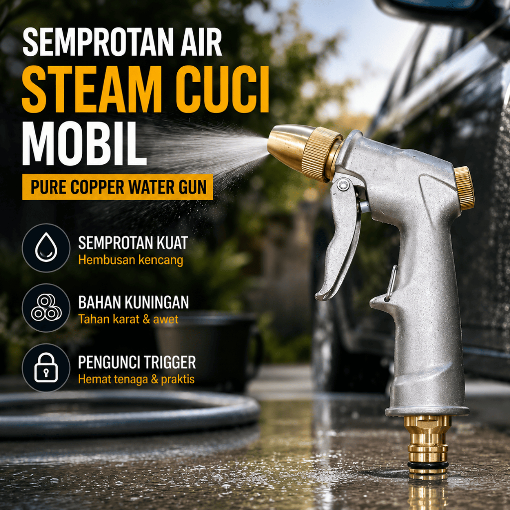 Kepala Semprotan Air Jet Cuci Mobil Motor Steam Taman Pure Copper Water Gun CZ207