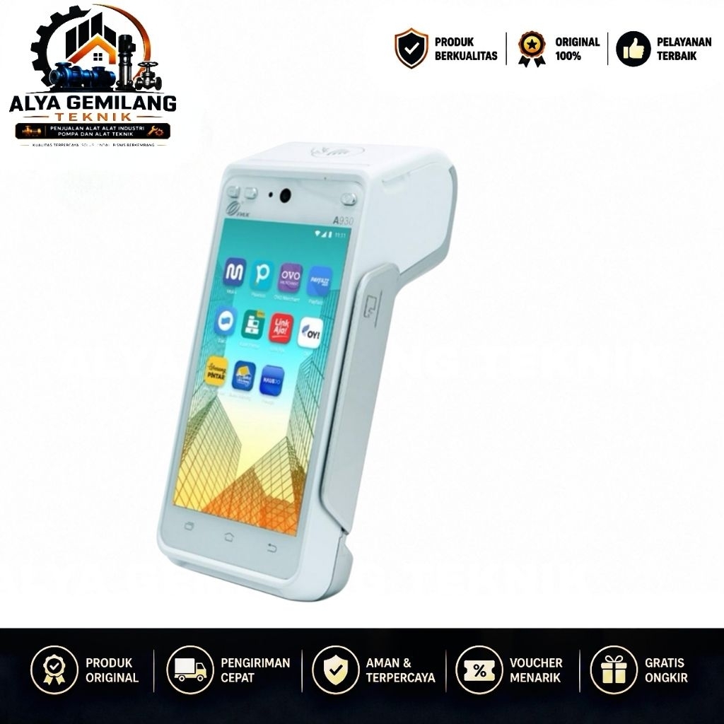 Hausjo EDC Android Mini ATM PAX A930 Paper Cetak Struk Thermal 58mm WiFi Bluetooth 3G/4G Garansi 12 