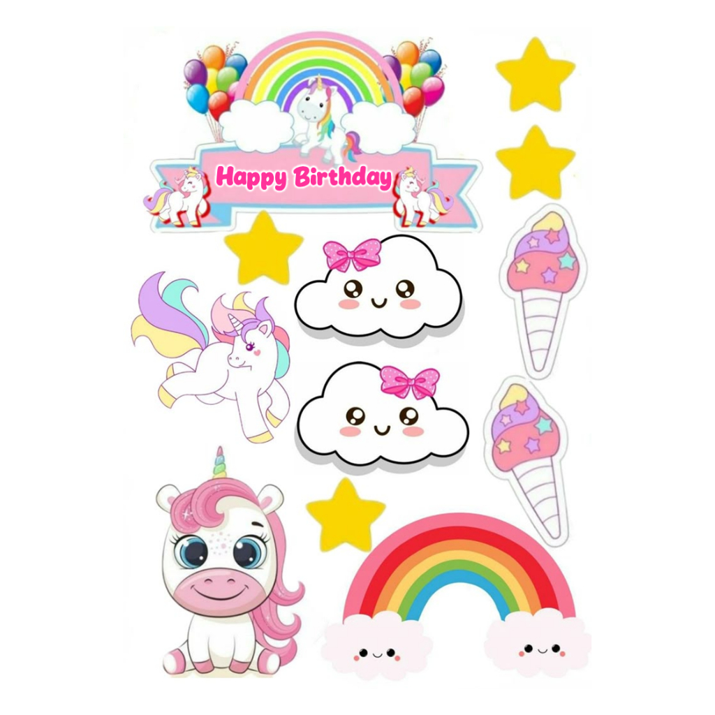 Topper UNICORN / Hiasan Cake Unicorn Custom Nama / Topper Unicorn Murah Ekonomis / Cake Topper Birth