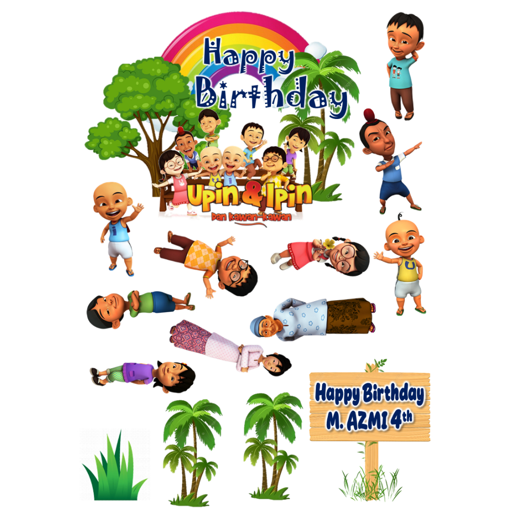 Topper Cake Upin Ipin Hiasan Ulang Tahun / Hiasan Cake UPIN IPIN / Topper Birthday