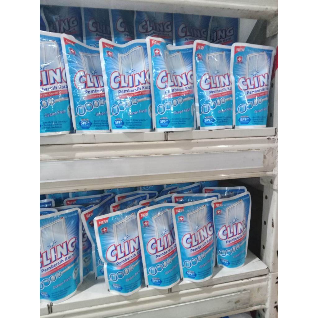 CLING PEMBERSIH KACA REFILL BIRU POUCH 400mL - 1 KARTON ISI 12