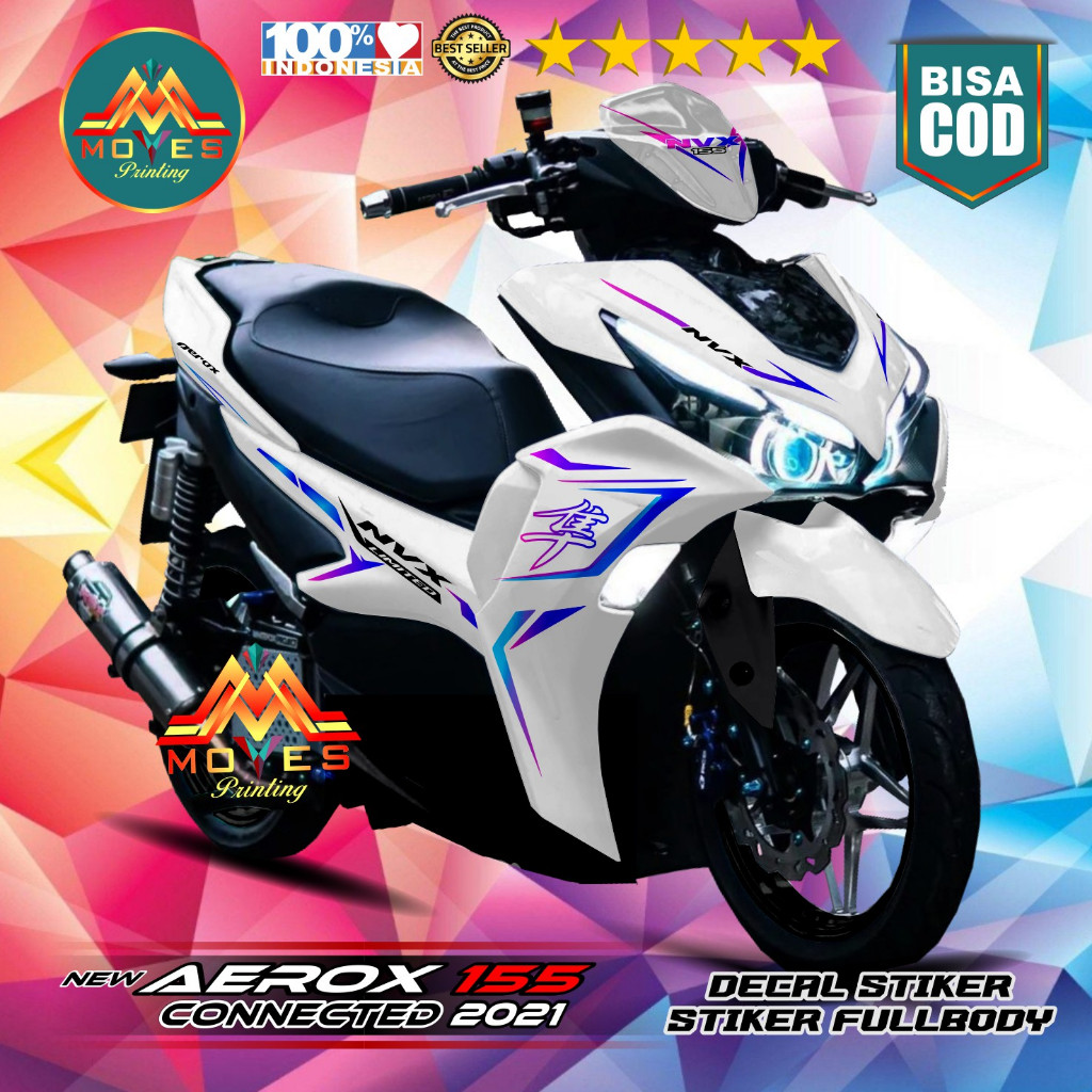 Terbaru - Stiker Full Body Aerox Stiker Motor New Aerox Connected 2021 Fullbody List Bunglon