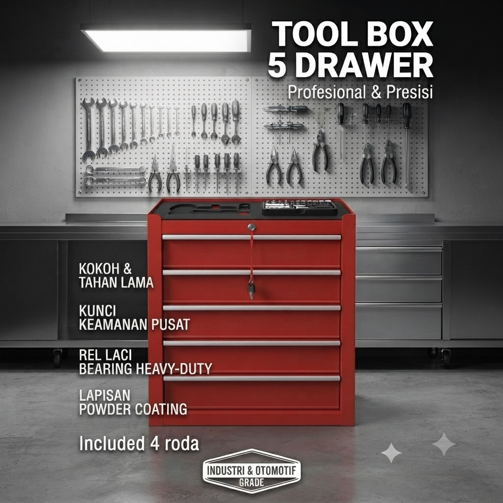 Tool box besi 5 roller cabinet IWT Heavy Duty