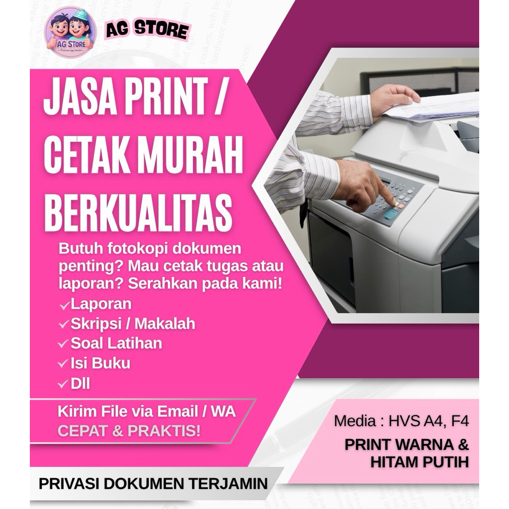 Jasa Print A4 / Print A4 Murah / Cetak Dokumen F4 / Print PDF Kertas A4 F4