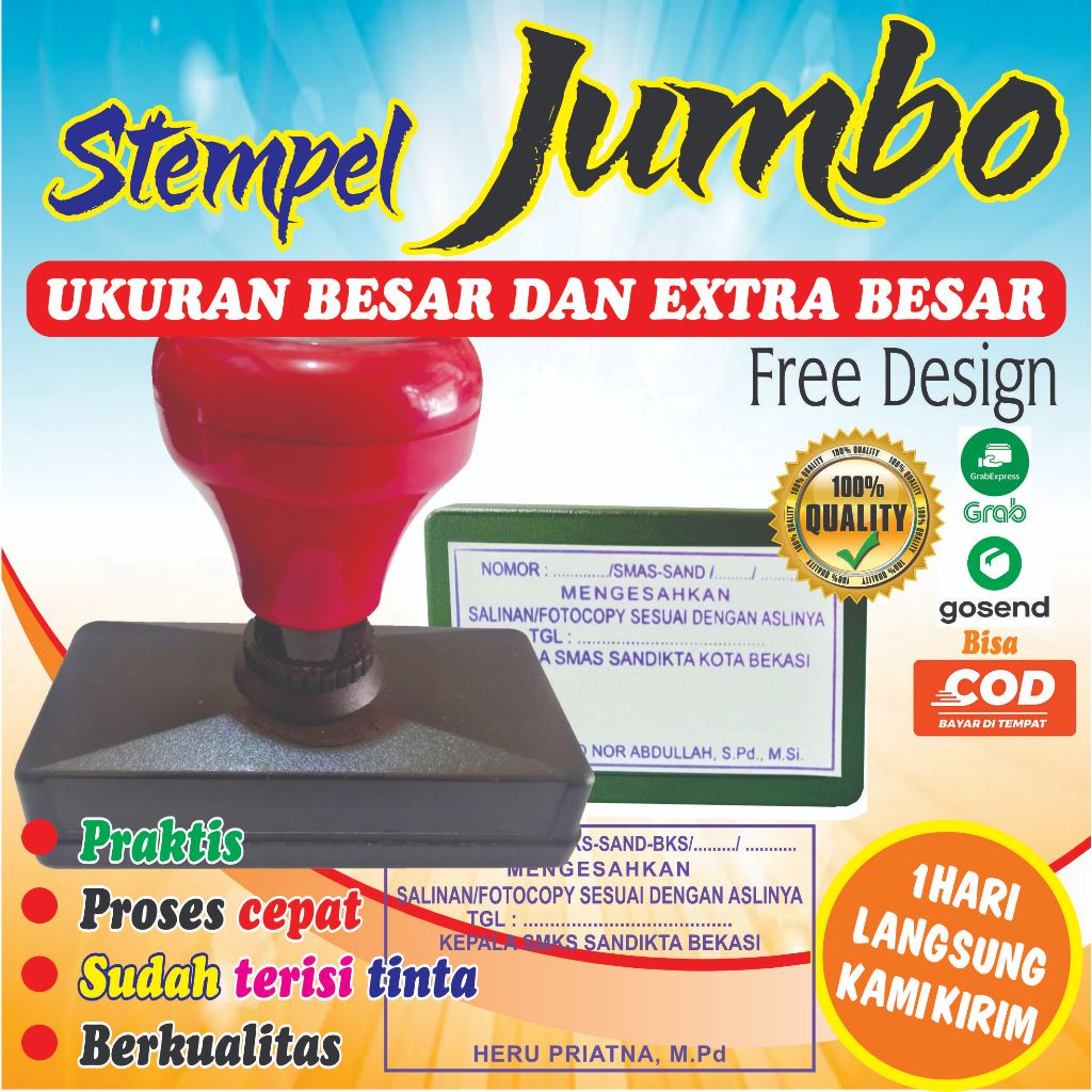 Stempel Extra Besar/ Jumbo / Kardus / Kertas / paperbag