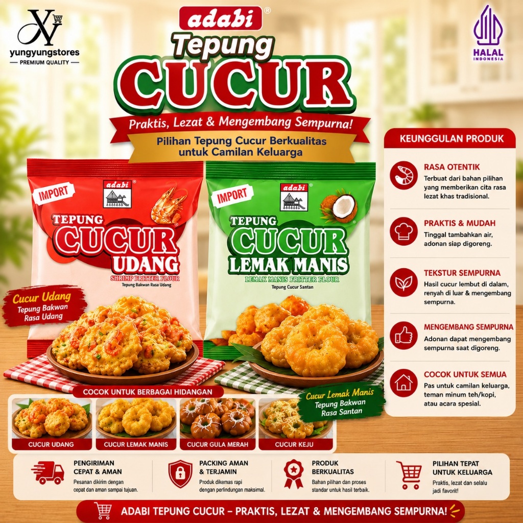 Adabi Tepung Cucur Lemak Manis / Udang / Shrimp Fritter Flour / Cucur Santan / Bakwan Udang 130 gram