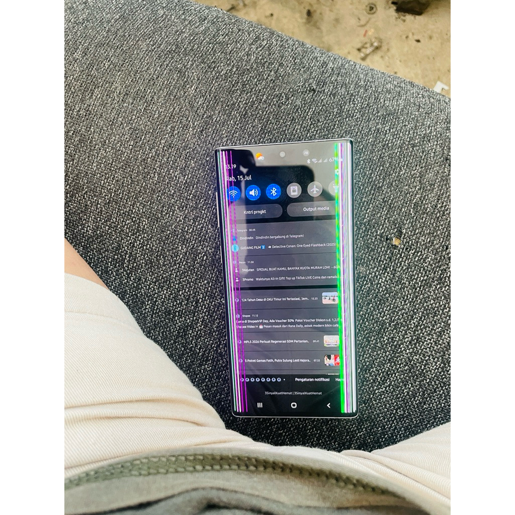 samsung note 10 minus lcd garis