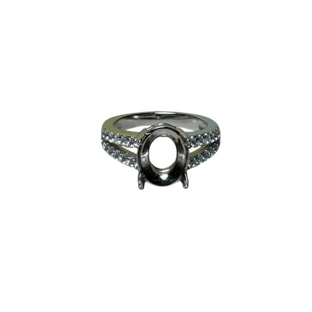 GT028 Ring cincin batu permata emban cangkang alpaka wanita 9x7mm
