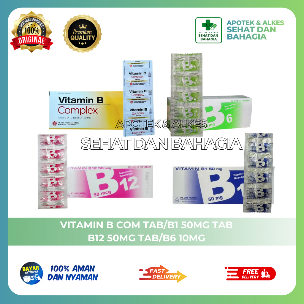 Vitamin B Com Tab / B1 50mg Tab / B12 50mg Tab / B6 10mg Tab (1 BOX)