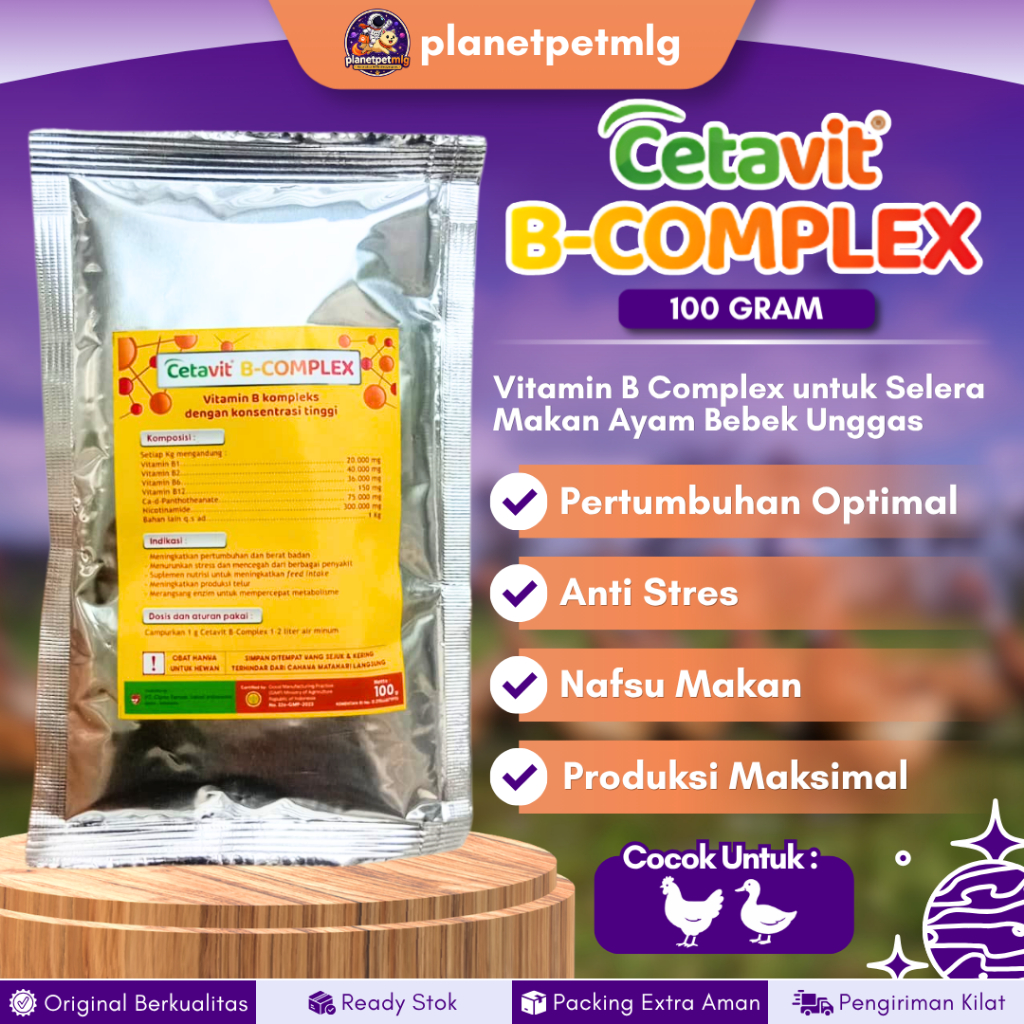 CETAVIT B COMPLEX 100 GRAM - Vitamin B Complex untuk Selera Makan Ayam Bebek Unggas