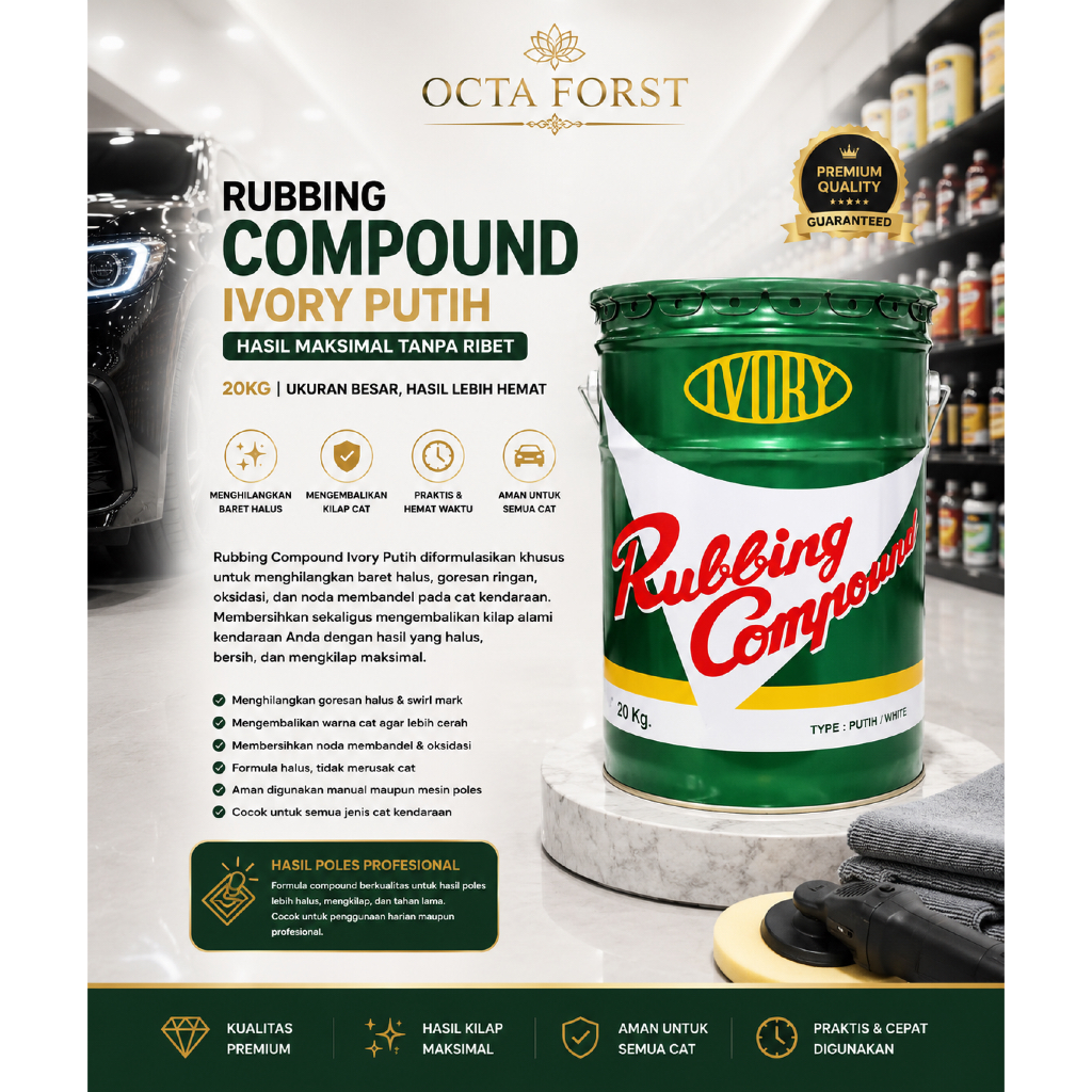 Rubbing Compound Ivory Putih 20kg Ukuran Pail