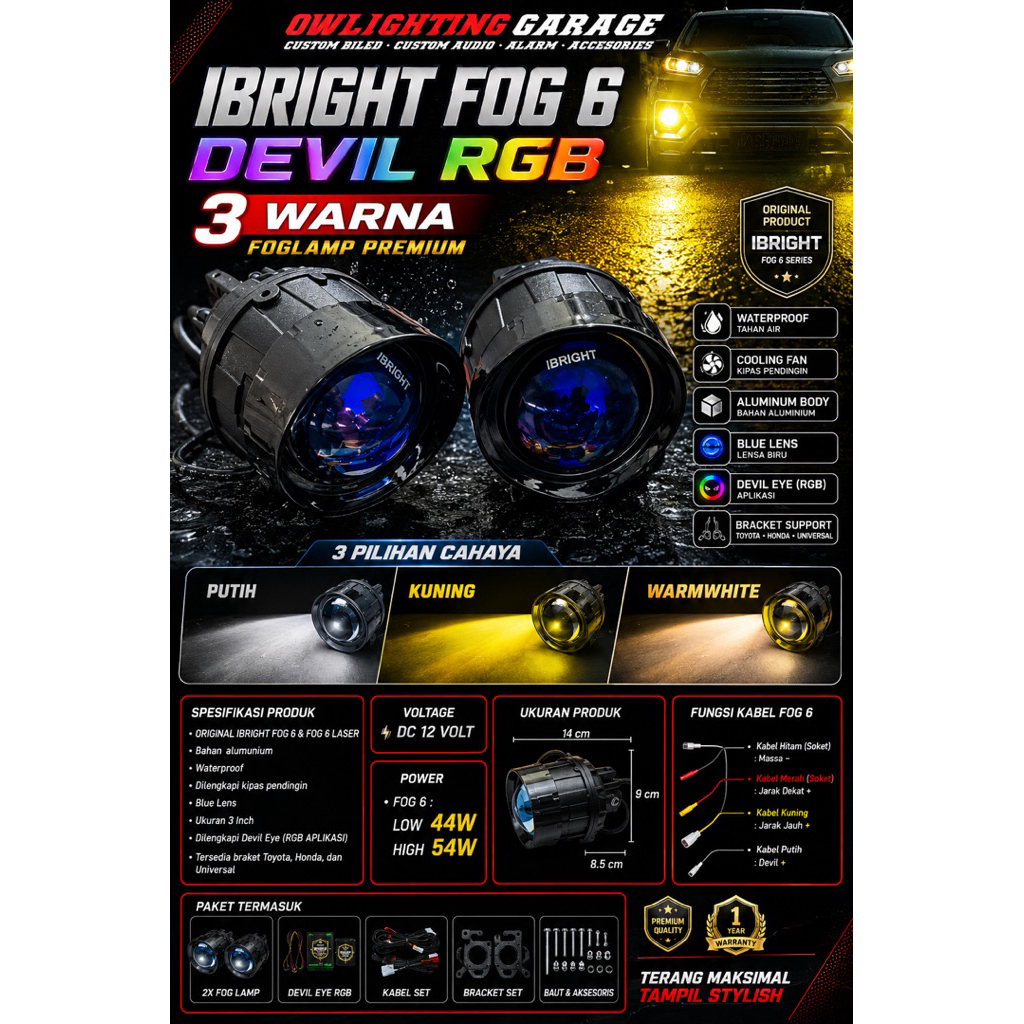 FOGLAMP BILED IBRIGHT FOG6 DEVIL RGB