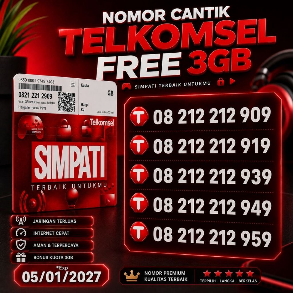 Nomor Cantik Telkomsel Seri 08 212 212 Bonus 3GB Harga 79ribu