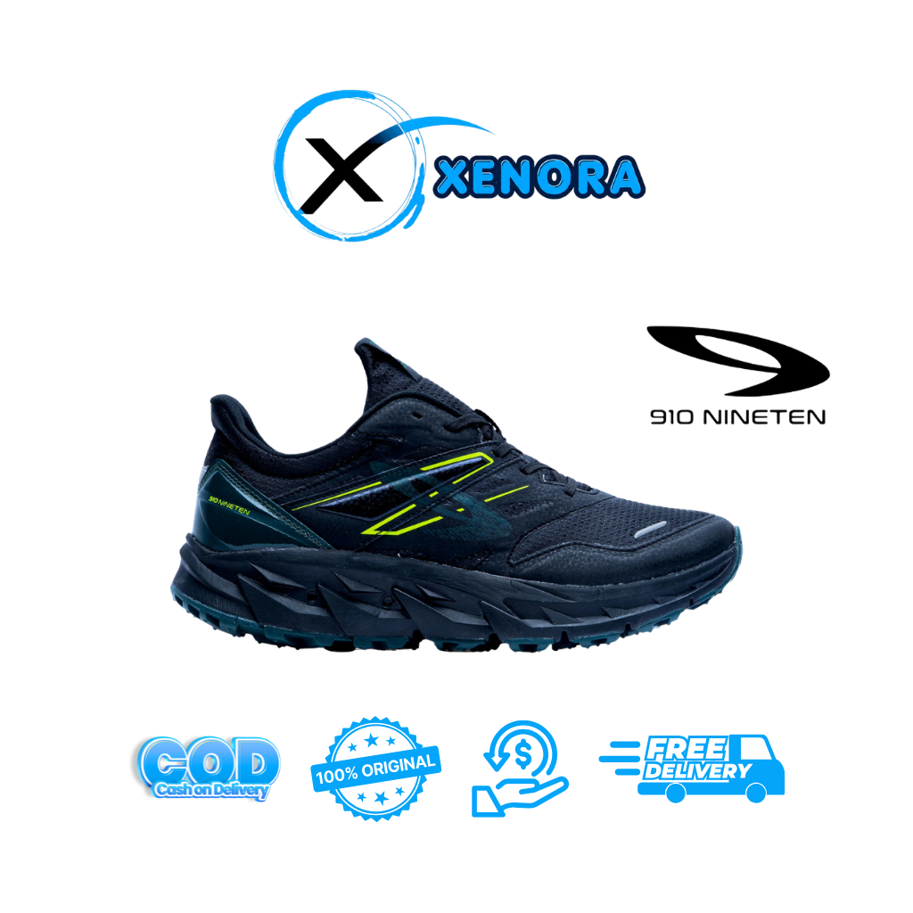 910 Nineten Sepatu Trail / Hiking - YUZA EVO HITAM HIJAU TUA JINGGA