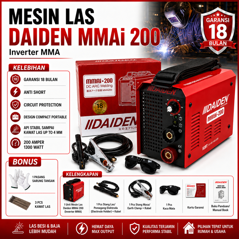 Mesin Las Trafo Las Listrik - DAIDEN MMAI 200 A Travo Las MMA 200A