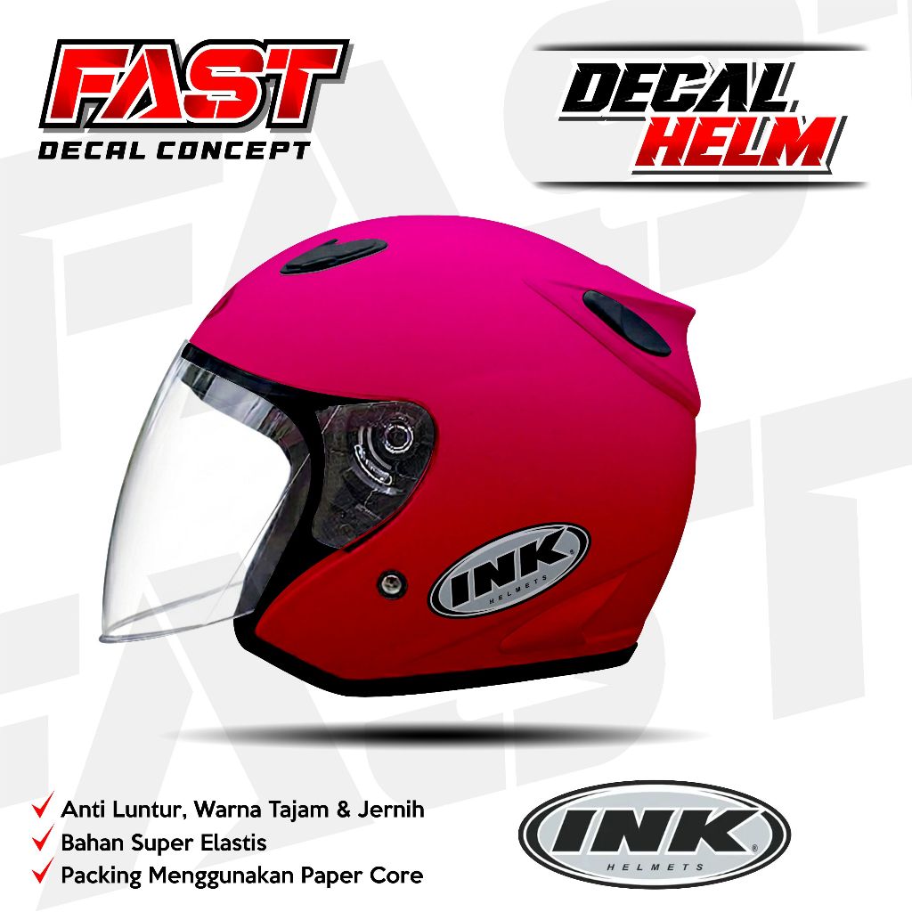 Terbaru Sticker Decal Helm INK Helf Face polos decal helm polos simpel full