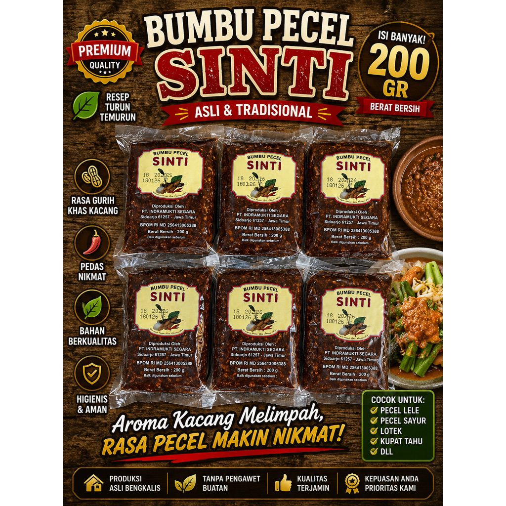 BUMBU PECEL SINTI 200 GR - BUMBU KACANG SINTI - BUMBU LOTEK SINTI - BUMBU LONTONG SINTI - BUMBU KACA