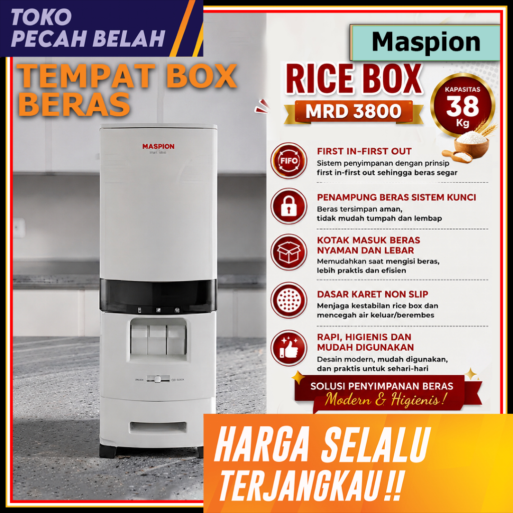 Tempat penyimpanan Beras 38 KG ricebox mrd 3800 Maspion