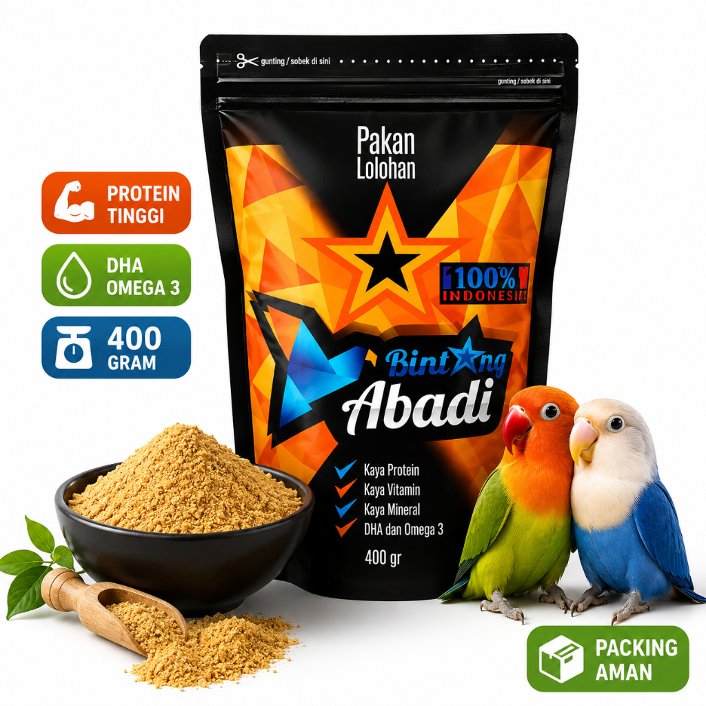 Pakan Lolohan Burung Premium 400gr | Voer Anakan Lovebird Murai Kenari Cucak Nuri Beo Tinggi Protein