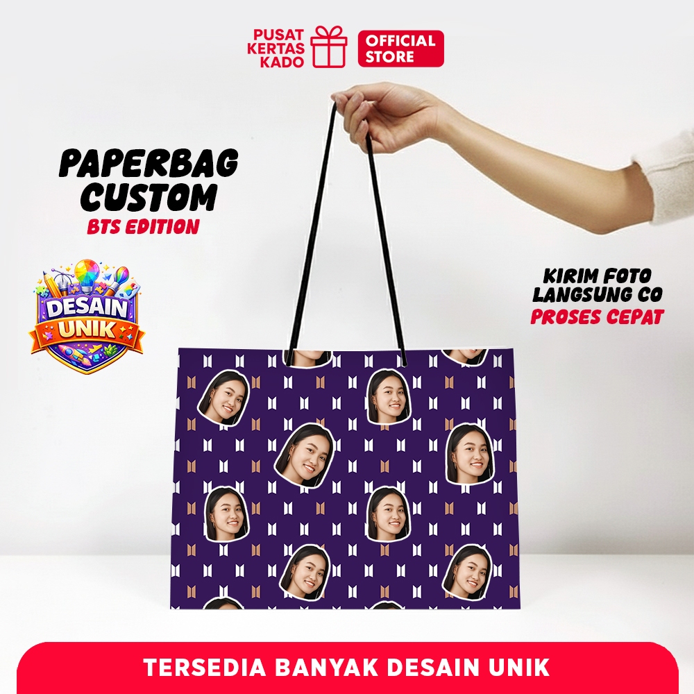Custom Paper Bag Kado Muka Wajah Paperbag Latar Kpop - BTS