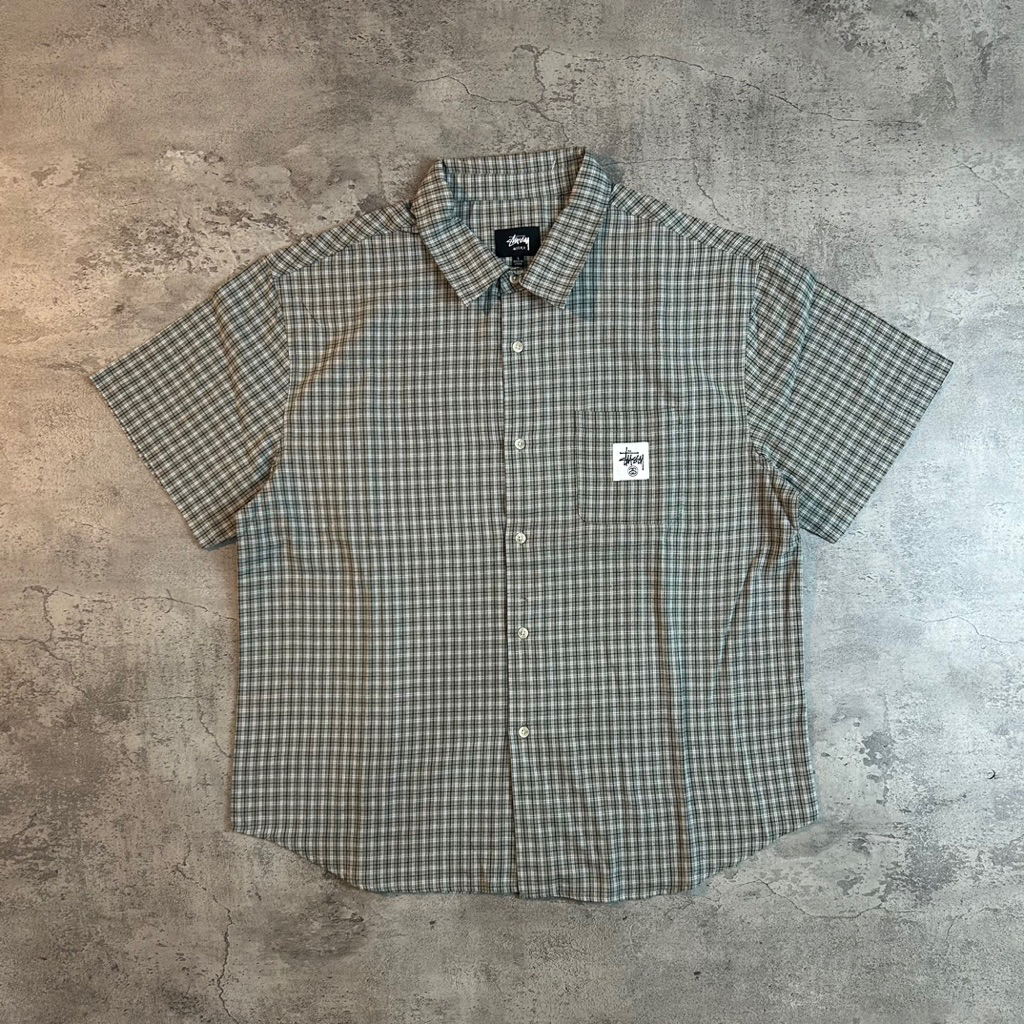 STUSSY PLAID SHIRT GREY BLACK/WHT