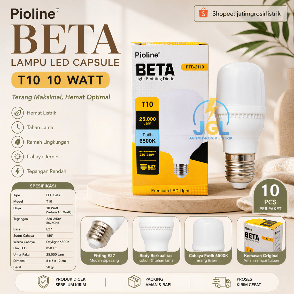 10 Pcs Lampu LED Pioline BETA T10 LED Pioline 10 Watt